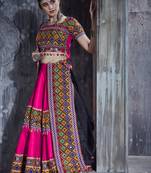 Pink and black Designer Special Gamthi Work Lehenga choli with Traditional Dupatta for this Navratri