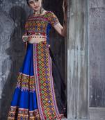 Blue and black Gamthi work Navratri Rajwadi designer indian chaniya choli and traditional dupatta