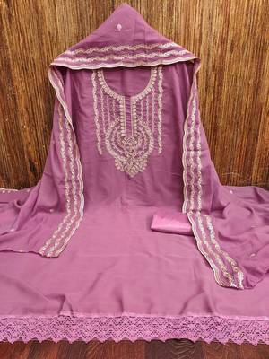 pink georgette embroidered salwar suit material with santoon bottom 4