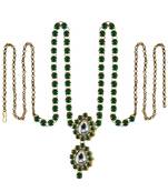 Waist Belt Gold Platted Dark Green Color Stone Size 44 Inch With Adjustable