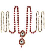 Waist Belt Gold Platted Dark Pink Color Stone Size 44 Inch With Adjustable