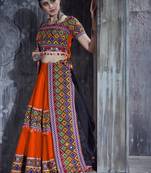Orange and black Gamthi work Navratri Rajwadi chaniya choli with Traditional Dupatta