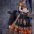 Orange and Black Gamthi work Navratri garba Rajwadi chaniya choli with blue dupatta