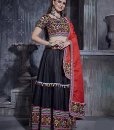 Black and Red Gamthi work Navratri Rajwadi gharga choli with traditional dupatta