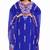 Luxurious Blue Stitched Kaftan Gown with Red & White Thread Work