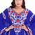 Luxurious Blue Stitched Kaftan Gown with Red & White Thread Work
