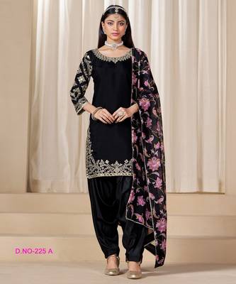Black premium embroidered roman silk salwar suit 1
