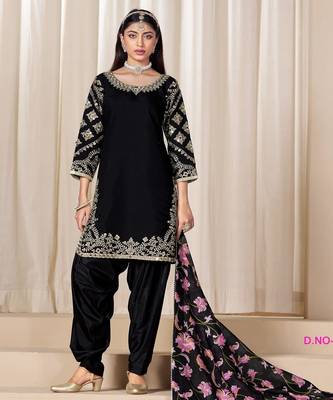 Black premium embroidered roman silk salwar suit 2