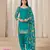 Teal Blue premium embroidered roman silk semi stitched salwar suit