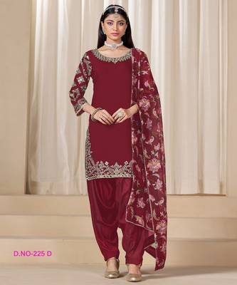 Blood Red premium embroidered roman silk salwar suit 1