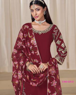 Blood Red premium embroidered roman silk salwar suit 3