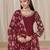 Blood Red premium embroidered roman silk semi stitched salwar suit