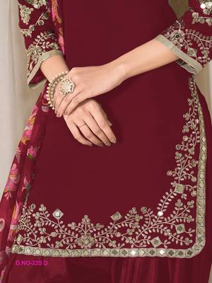 Blood Red premium embroidered roman silk salwar suit 4