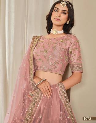 Pink Embroidered Art Silk Lehenga With Blouse 3