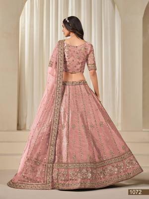 Pink Embroidered Art Silk Lehenga With Blouse 4