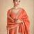Coral peach embroidered viscose jacquard free size stitched anarkali suit