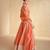 Coral peach embroidered viscose jacquard free size stitched anarkali suit