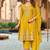 Yellow embroidered chinon sequins work free size stitched anarkali suit