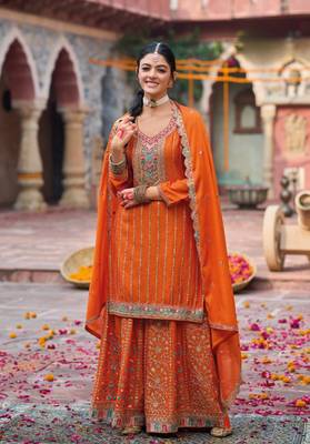 Coral embroidery dhaga sequin ready made suit (free size) 1