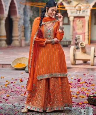Coral embroidery dhaga sequin ready made suit (free size) 2