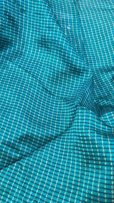 Blue plain Banarasi silk blend saree with blouse 6