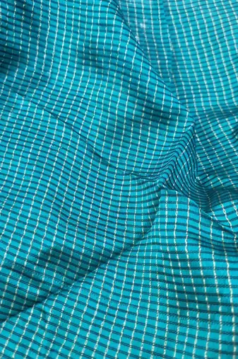 Blue plain Banarasi silk blend saree with blouse