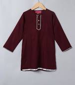 Wine 2 pcs suit for girls in rayon fabric with gota patti work