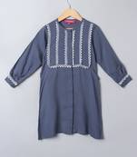 Grey two pcs suit for girls in rayon fabric with lacework