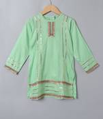 Light green 2 pcs suit for girls in rayon fabric with gota patti work