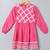 Pink 2 pcs suit for girls in rayon fabric with lacework