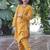 Mustard two pcs suit in pure cotton with sequin lacework