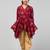 Maroon-beige two pieces set- dhoti shalwar and long asymmetrical top