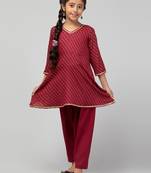 Maroon two pieces set- dhoti shalwar and long top