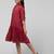 Maroon midi dress for girls in printed rayon fabric