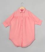 Pink loose fit tunic for girls in georgette fabric with lining