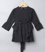 Black white designer frock for girl's in crepe fabric