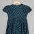 Dark teal-white printed frock in rayon fabric with elasticated sleeves