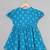 Torquoise-white printed frock in rayon fabric with elasticated sleeves