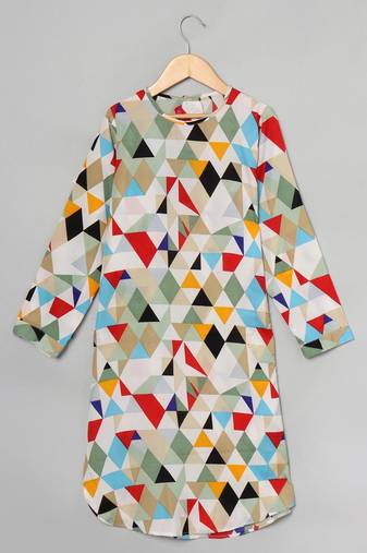 Multicolor long tunic for girls in crepe fabric