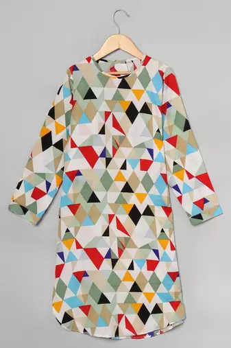 Multicolor long tunic for girls in crepe fabric