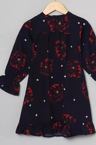 Designer multicolor tunic for girls in crepe fabric