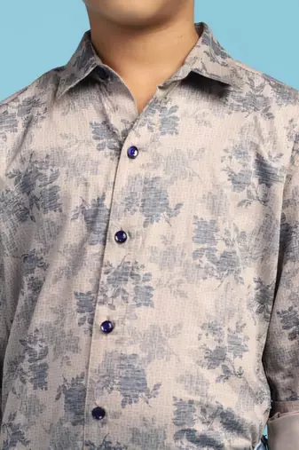 boys grey printed shirt