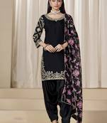 Black embroidered chanderi silk designer patiyala salwar kameez
