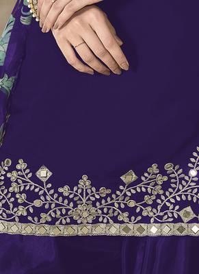 Purple embroidered chanderi silk blend patiyala salwar kameez 4
