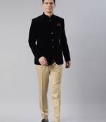 Navy velvet patch pocket jodhpuri set