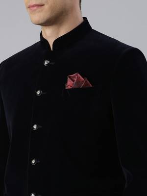 Navy velvet patch pocket jodhpuri set 4