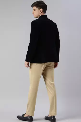 Navy velvet patch pocket jodhpuri set