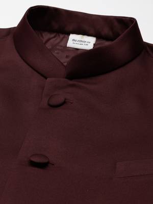 Wine bandhgala suit 3