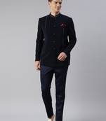 Navy embroidery bandhgala