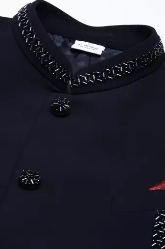 Navy embroidery bandhgala